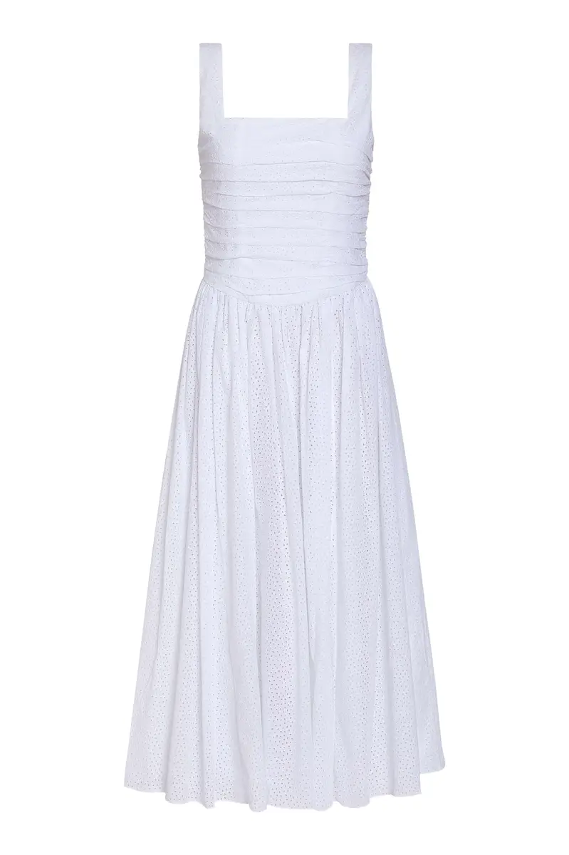 Markarian Maeve Cotton Eyelet Square Neck Midi Dress | Image 1 Markarian Maeve Cotton Eyelet Square Neck Midi Dress | Image 1