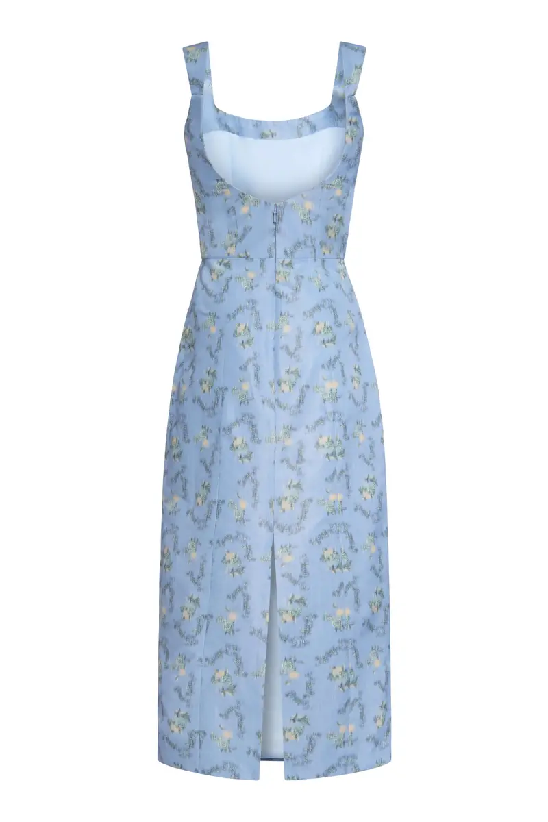 Markarian Numa Blue Floral Ikat Corset Midi Dress | Thumbnail 2