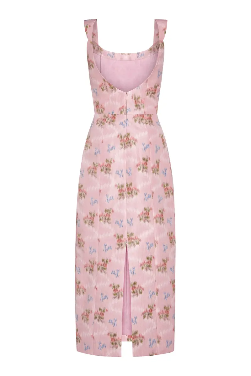 Markarian Numa Pink Bouquet Ikat Midi Dress | Thumbnail 2