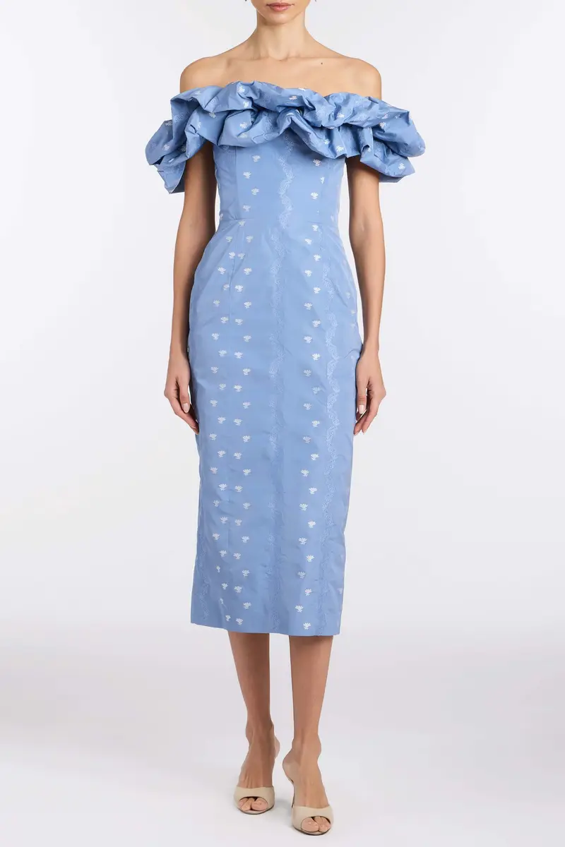 Markarian Pollyanna Wedgewood Floral Taffeta Midi Dress | Thumbnail 2 Markarian Pollyanna Wedgewood Floral Taffeta Midi Dress | Thumbnail 2