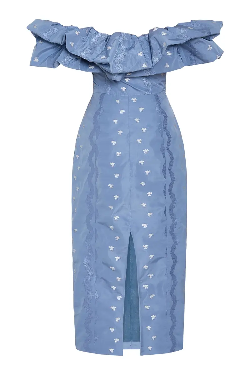 Markarian Pollyanna Wedgewood Floral Taffeta Midi Dress | Thumbnail 5 Markarian Pollyanna Wedgewood Floral Taffeta Midi Dress | Thumbnail 5