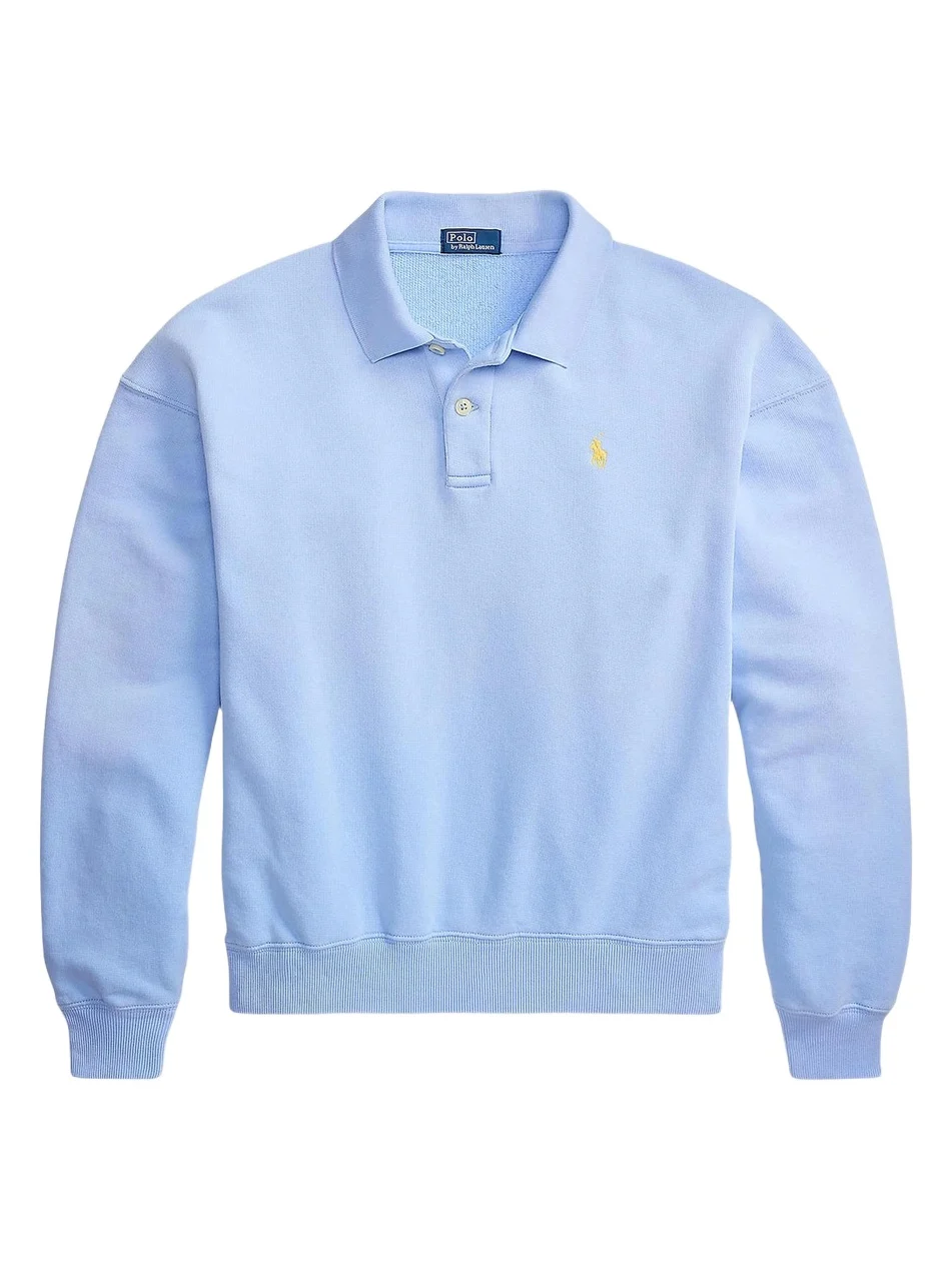 Polo Ralph Lauren Women's Island Logo Fleece Cotton-Blend Long-Sleeve Polo Shirt