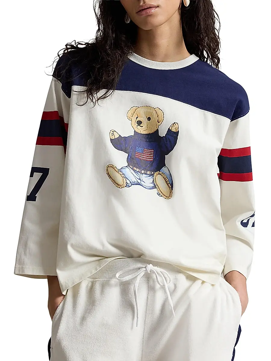 Polo Ralph Lauren Women's Graphic Polo Bear Cotton Jersey Long-Sleeve T-Shirt | Thumbnail 3