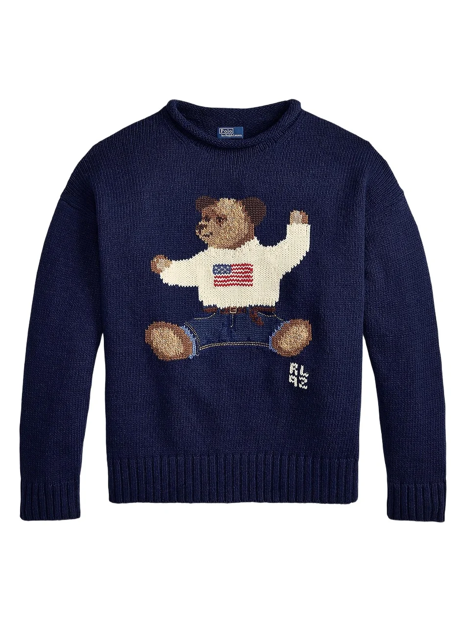 Women's Polo Bear Cotton-Linen Sweater Women's Polo Bear Cotton-Linen Sweater