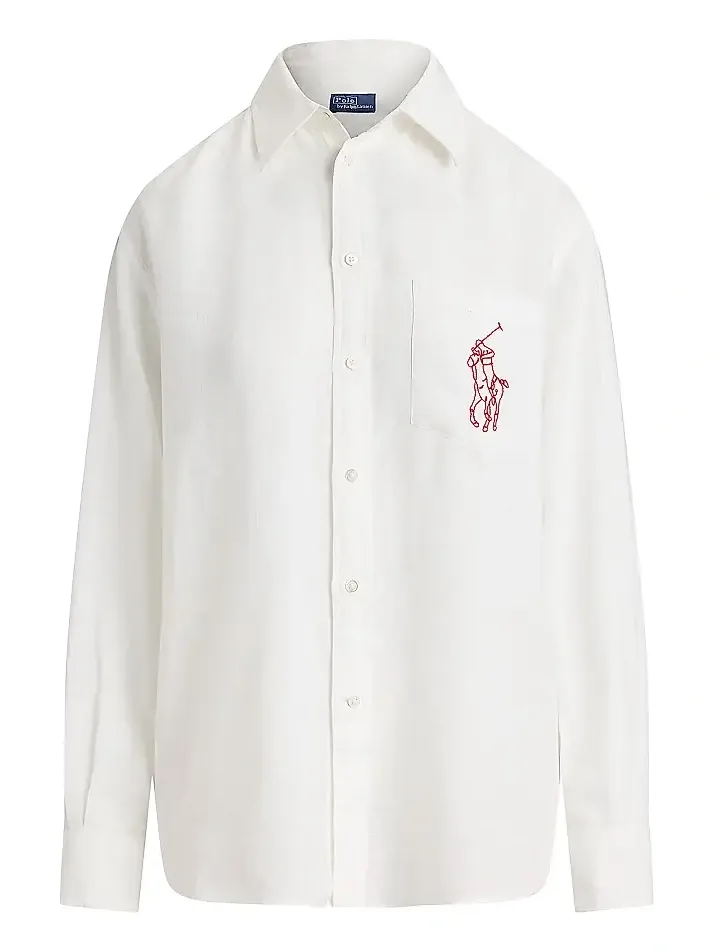 Women's Logo Linen Oversized Button-Front Shirt