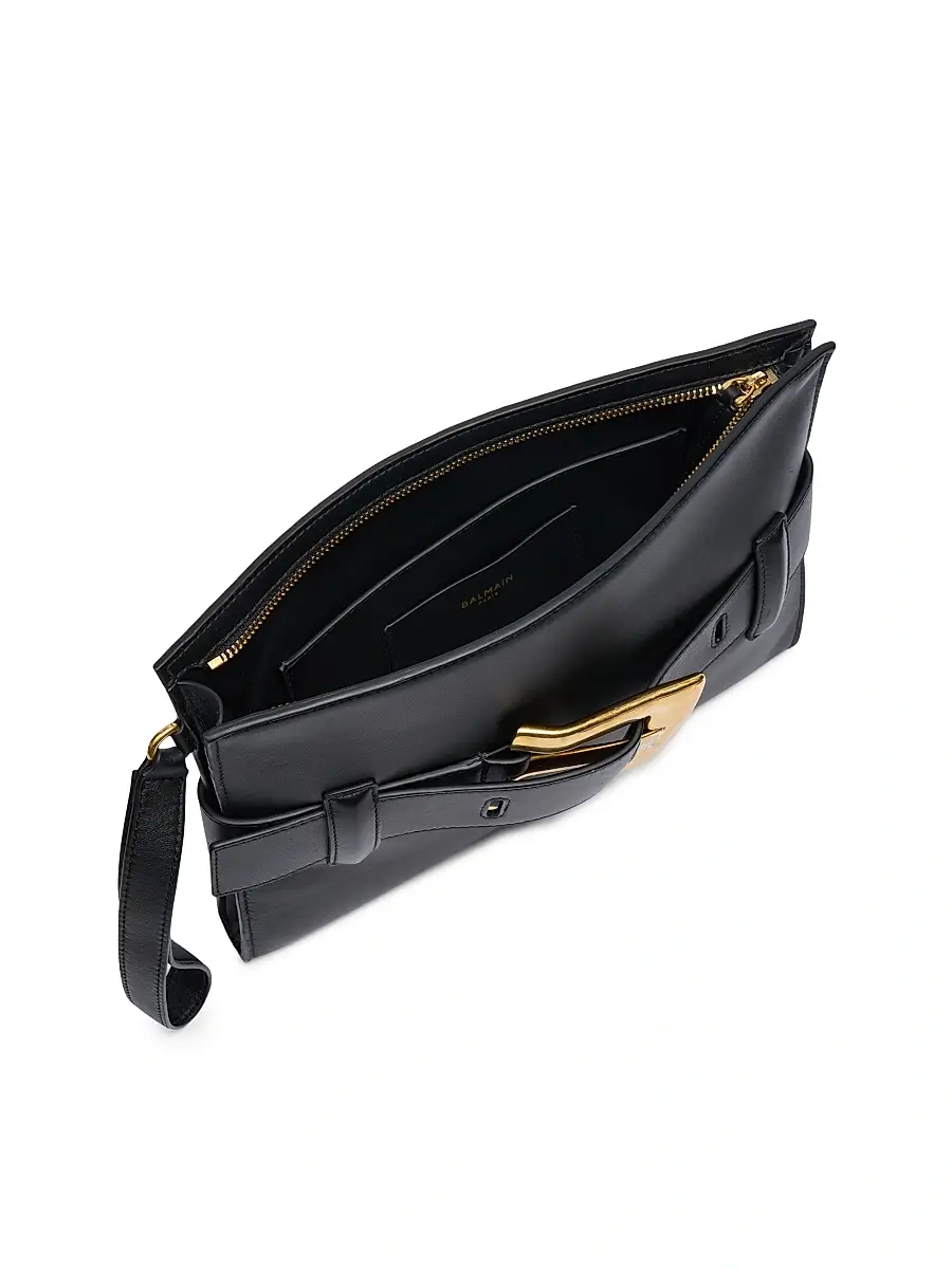 Balmain Women's Anthem Leather Zip Pouch - Noir | Thumbnail 3 Balmain Women's Anthem Leather Zip Pouch - Noir | Thumbnail 3