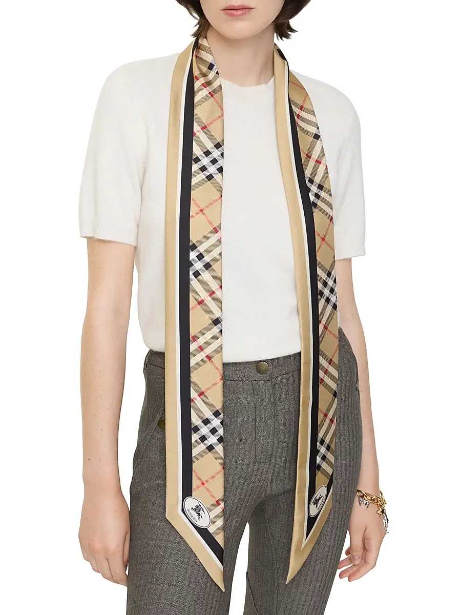 Burberry Women's Equestrian Knight Check Silk Scarf | Thumbnail 2 Burberry Women's Equestrian Knight Check Silk Scarf | Thumbnail 2