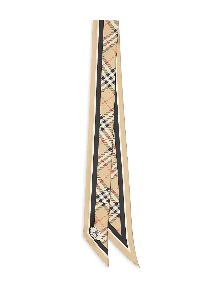 Burberry Women's Equestrian Knight Check Silk Scarf | Thumbnail 5 Burberry Women's Equestrian Knight Check Silk Scarf | Thumbnail 5