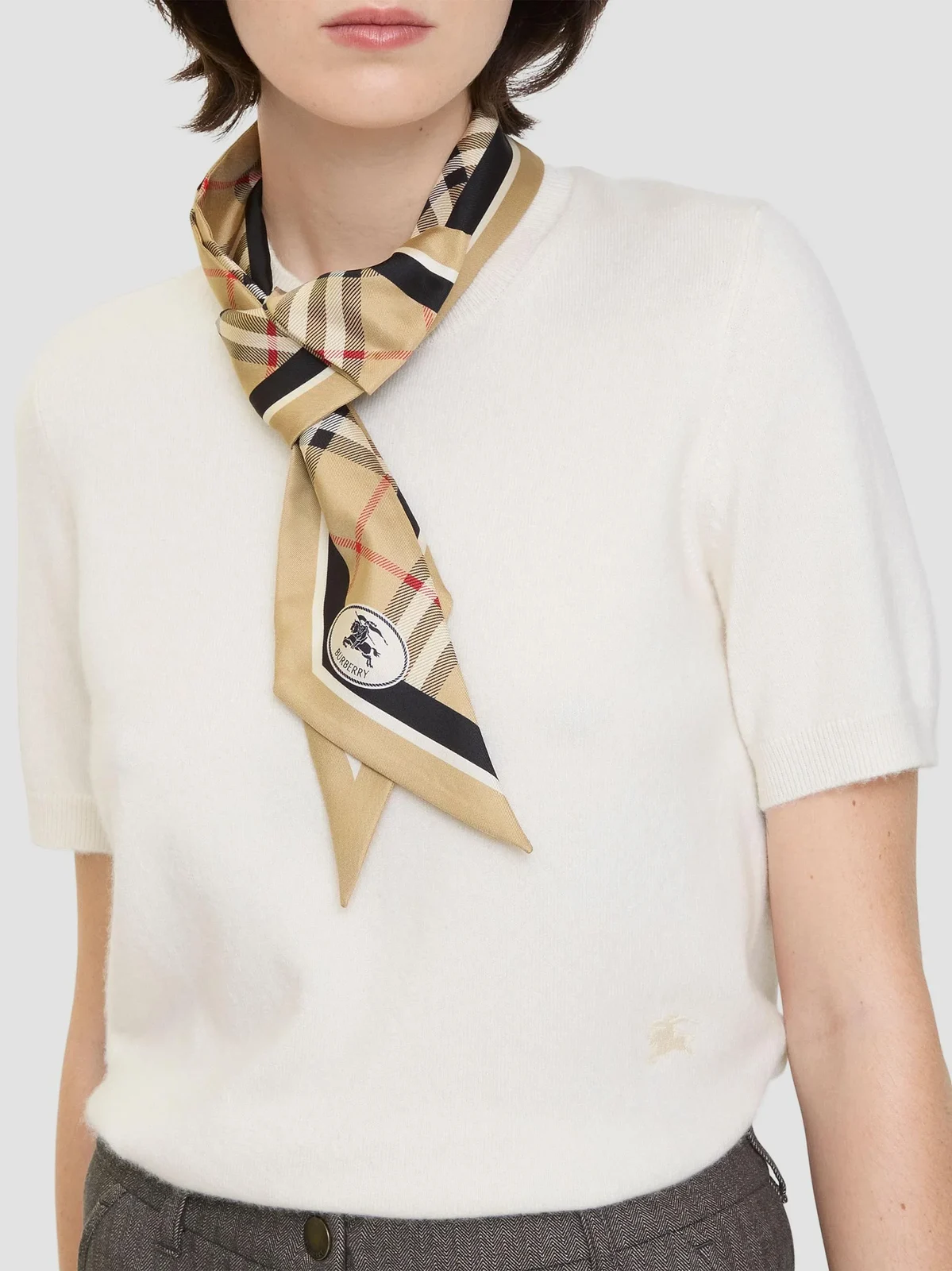 Burberry Women's Equestrian Knight Check Silk Scarf