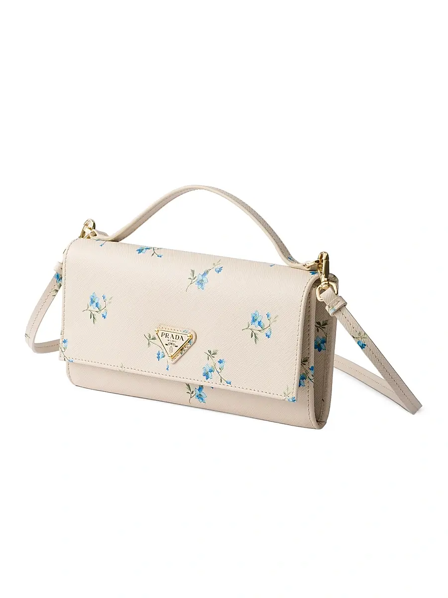 Prada Women's Printed Saffiano Leather Wallet with Shoulder Strap | Thumbnail 2 Prada Women's Printed Saffiano Leather Wallet with Shoulder Strap | Thumbnail 2