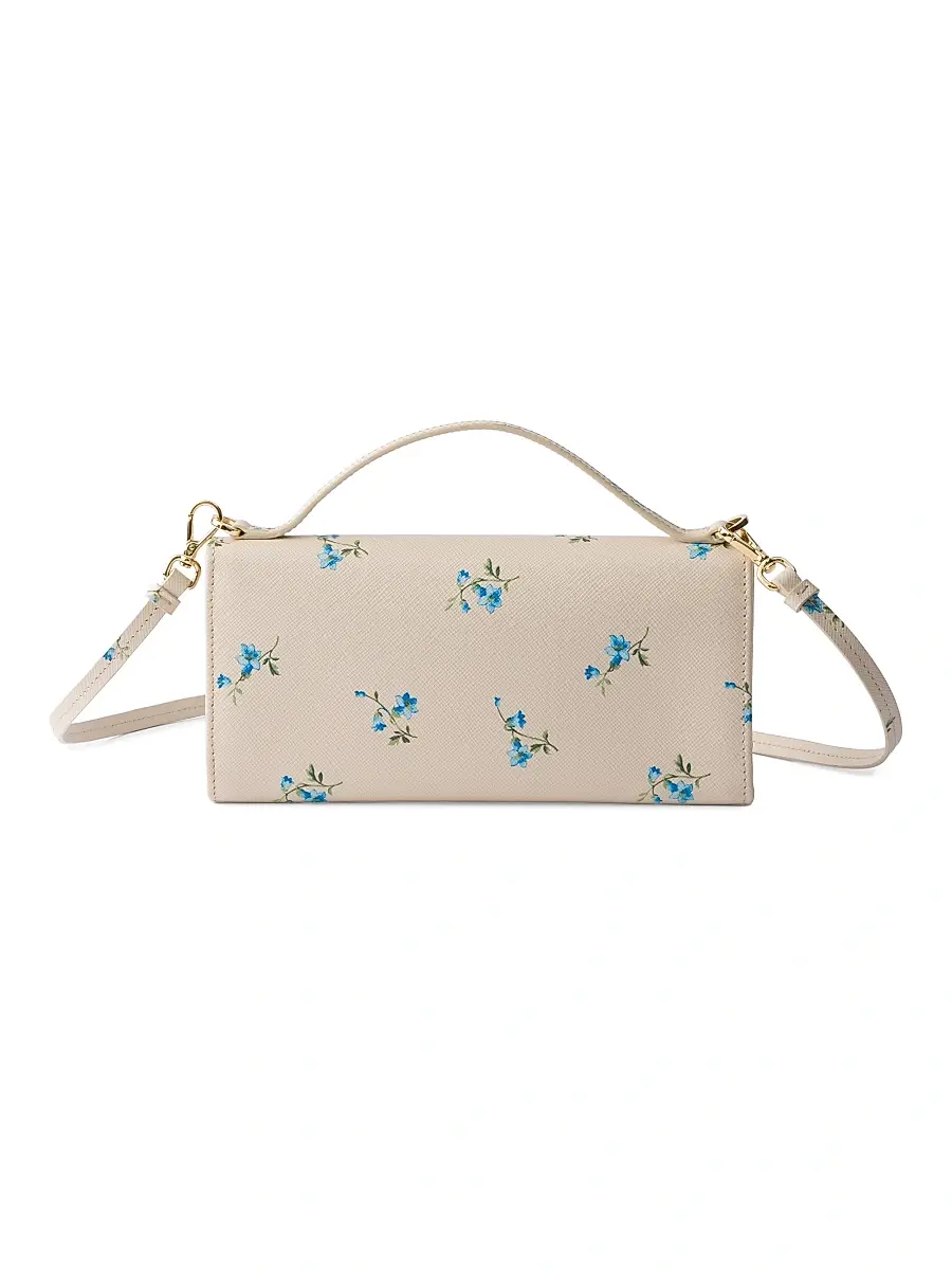 Prada Women's Printed Saffiano Leather Wallet with Shoulder Strap | Thumbnail 3 Prada Women's Printed Saffiano Leather Wallet with Shoulder Strap | Thumbnail 3