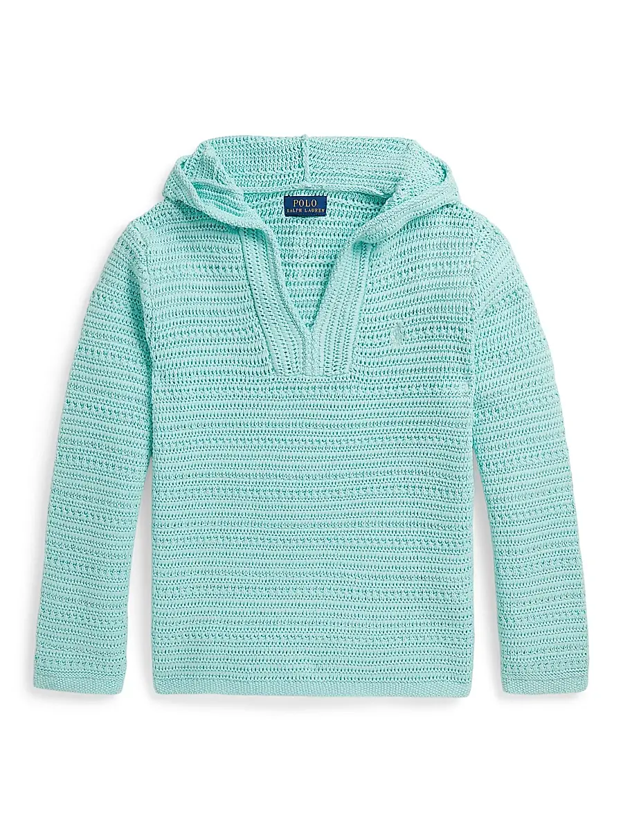 Polo Ralph Lauren Little Girl's & Girl's Hooded Cotton Sweater - Parakeet | Image 1 Polo Ralph Lauren Little Girl's & Girl's Hooded Cotton Sweater - Parakeet | Image 1