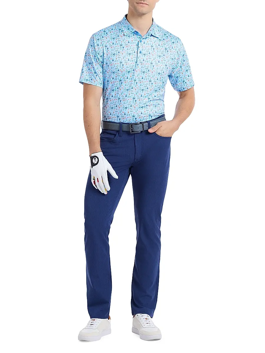 Robert Graham Men's Coastal Vibes Performance Knit Polo Shirt | Thumbnail 2