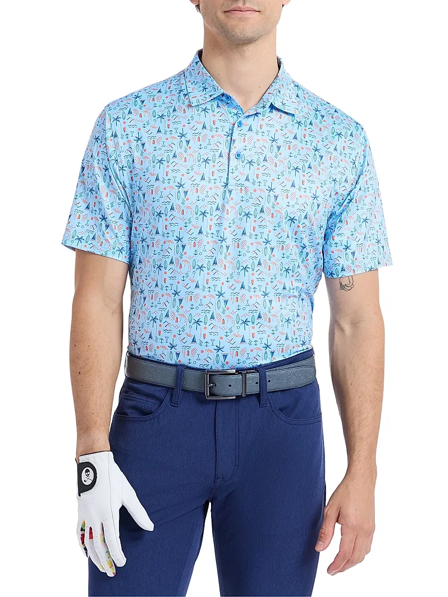 Robert Graham Men's Coastal Vibes Performance Knit Polo Shirt | Thumbnail 3