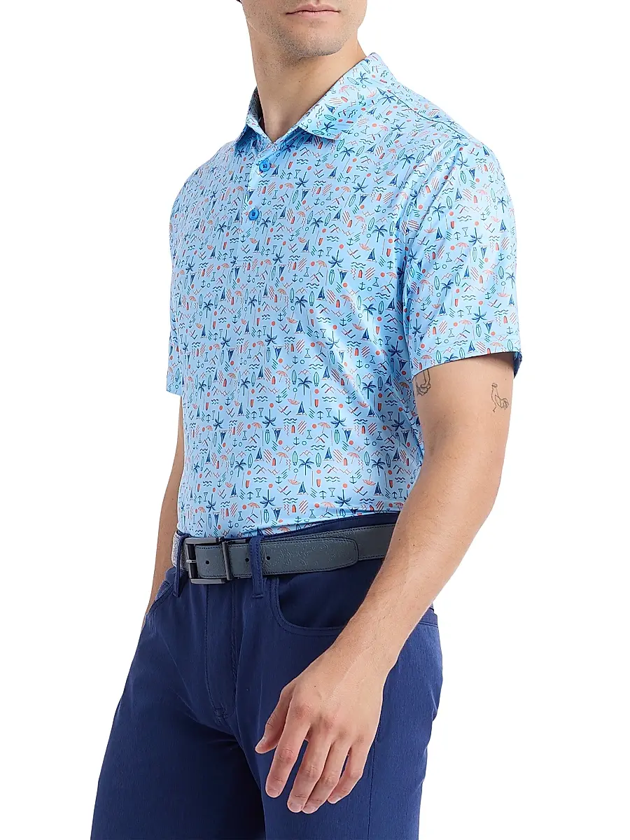 Robert Graham Men's Coastal Vibes Performance Knit Polo Shirt | Thumbnail 4
