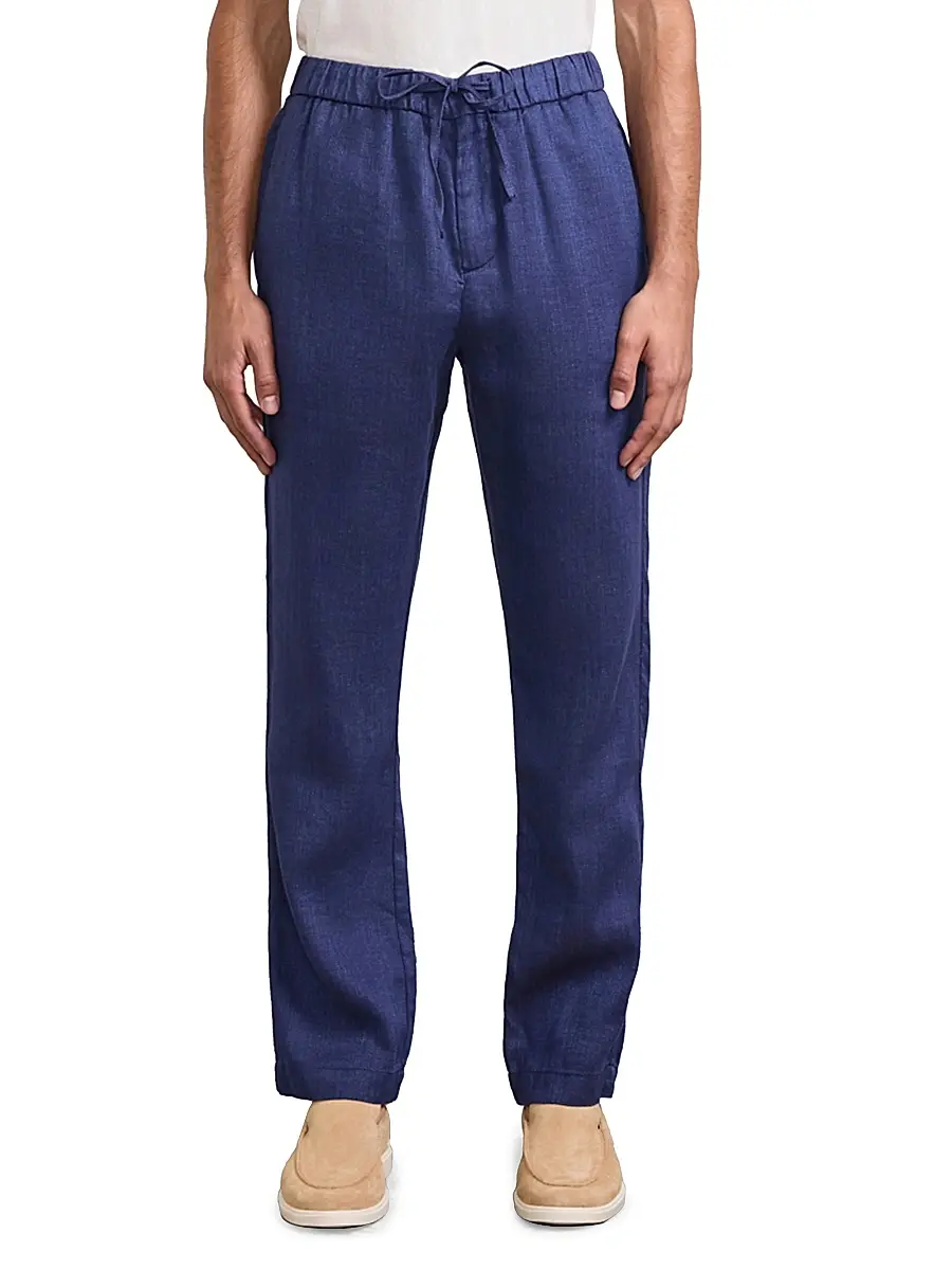 Frescobol Carioca Men's Oscar Linen-Cotton Chino Pants - Navy Blue | Thumbnail 2 Frescobol Carioca Men's Oscar Linen-Cotton Chino Pants - Navy Blue | Thumbnail 2