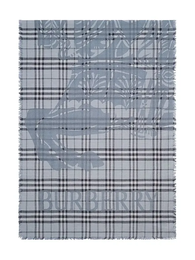 Men's EKD Check Wool-Silk Wide Scarf Men's EKD Check Wool-Silk Wide Scarf