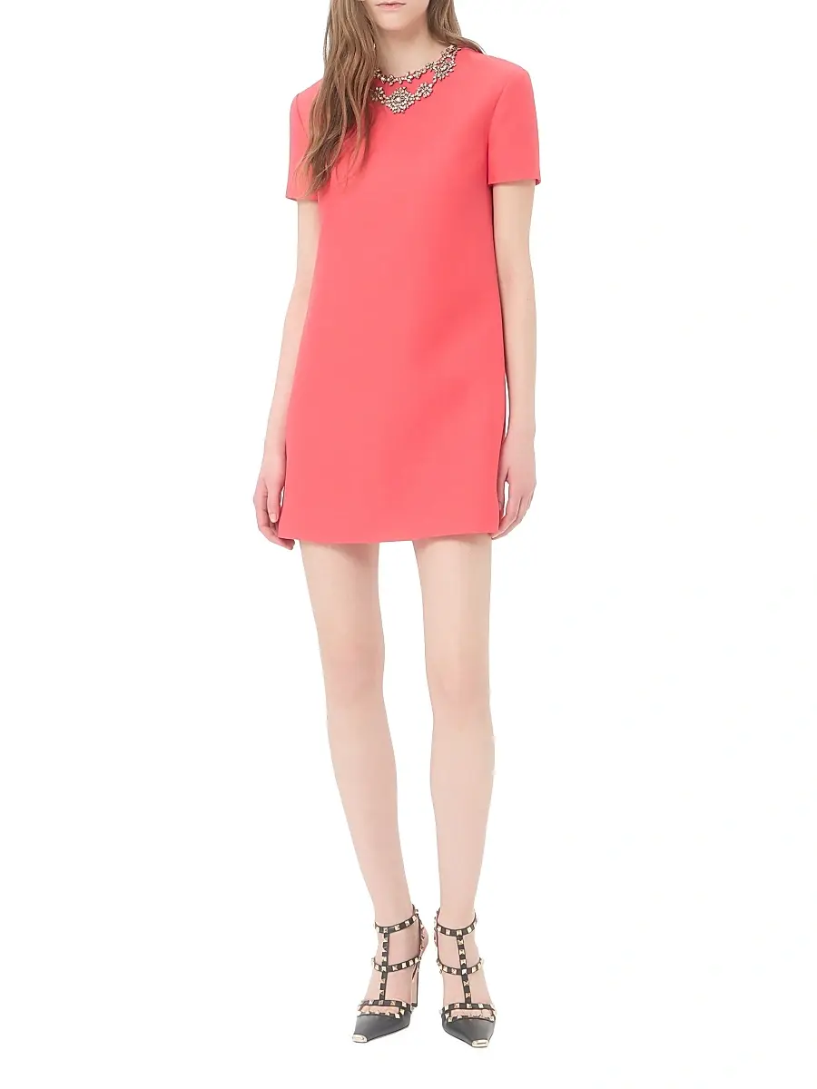 Valentino Women's Embroidered Crepe Couture Short Dress | Thumbnail 2 Valentino Women's Embroidered Crepe Couture Short Dress | Thumbnail 2