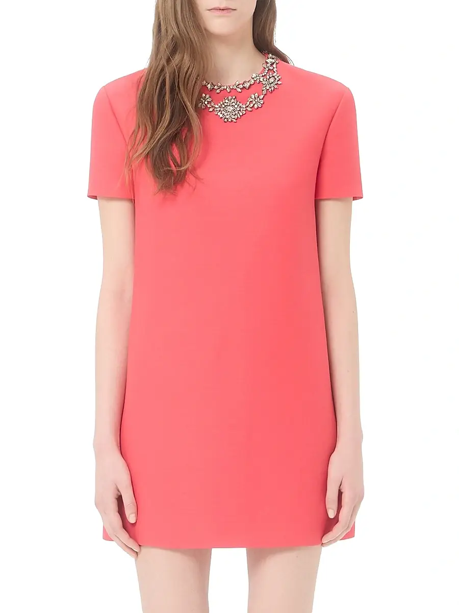Valentino Women's Embroidered Crepe Couture Short Dress | Thumbnail 3 Valentino Women's Embroidered Crepe Couture Short Dress | Thumbnail 3