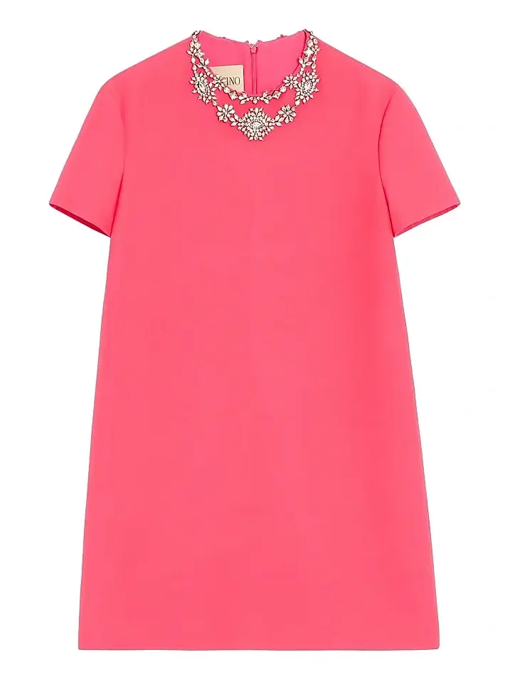 Women's Embroidered Crepe Couture Short Dress Women's Embroidered Crepe Couture Short Dress