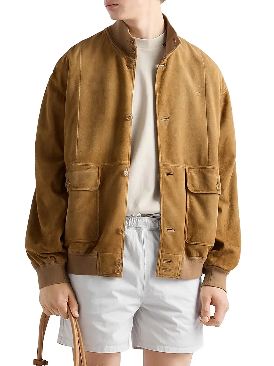 Prada Men's Suede Blouson Jacket | Thumbnail 3 Prada Men's Suede Blouson Jacket | Thumbnail 3