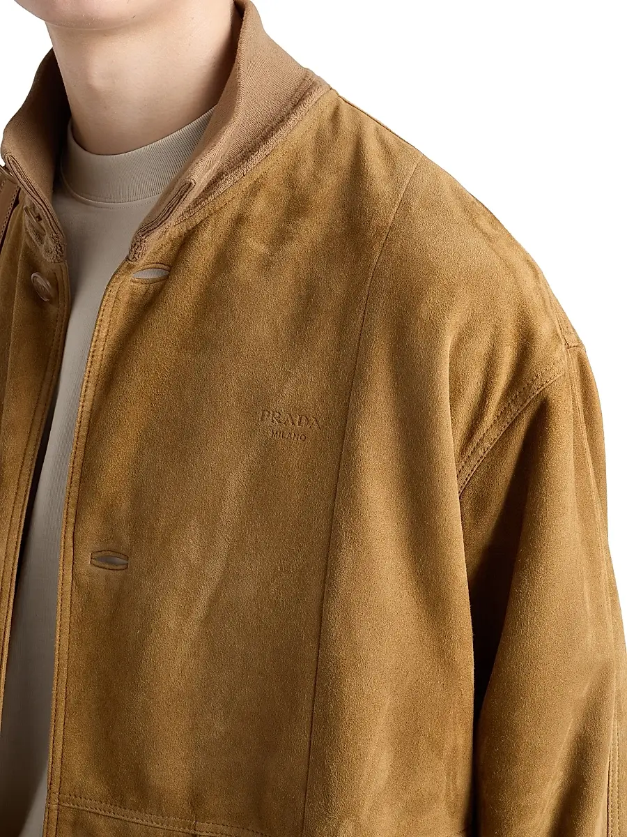 Prada Men's Suede Blouson Jacket | Thumbnail 5 Prada Men's Suede Blouson Jacket | Thumbnail 5