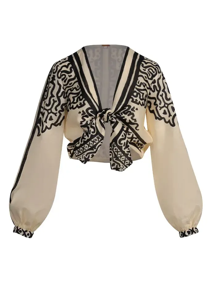 Johanna Ortiz Gentle Burn Linen Tied Top