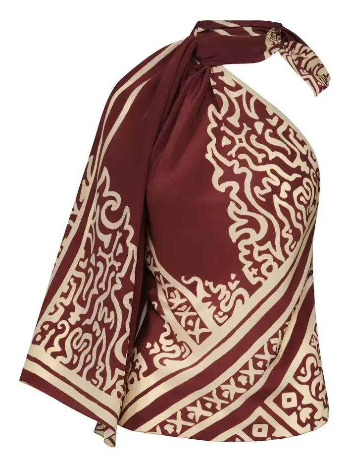 Frontier Poem Draped Silk Top
