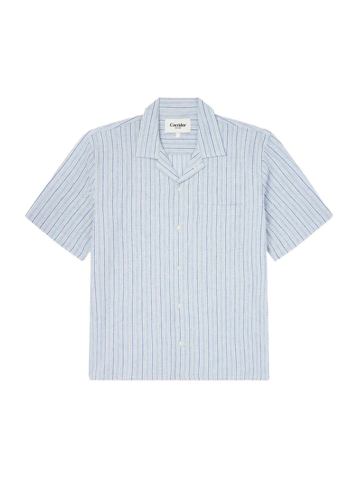 Convertible-Collar Striped Cotton and Linen-Blend Shirt - Men Convertible-Collar Striped Cotton and Linen-Blend Shirt - Men
