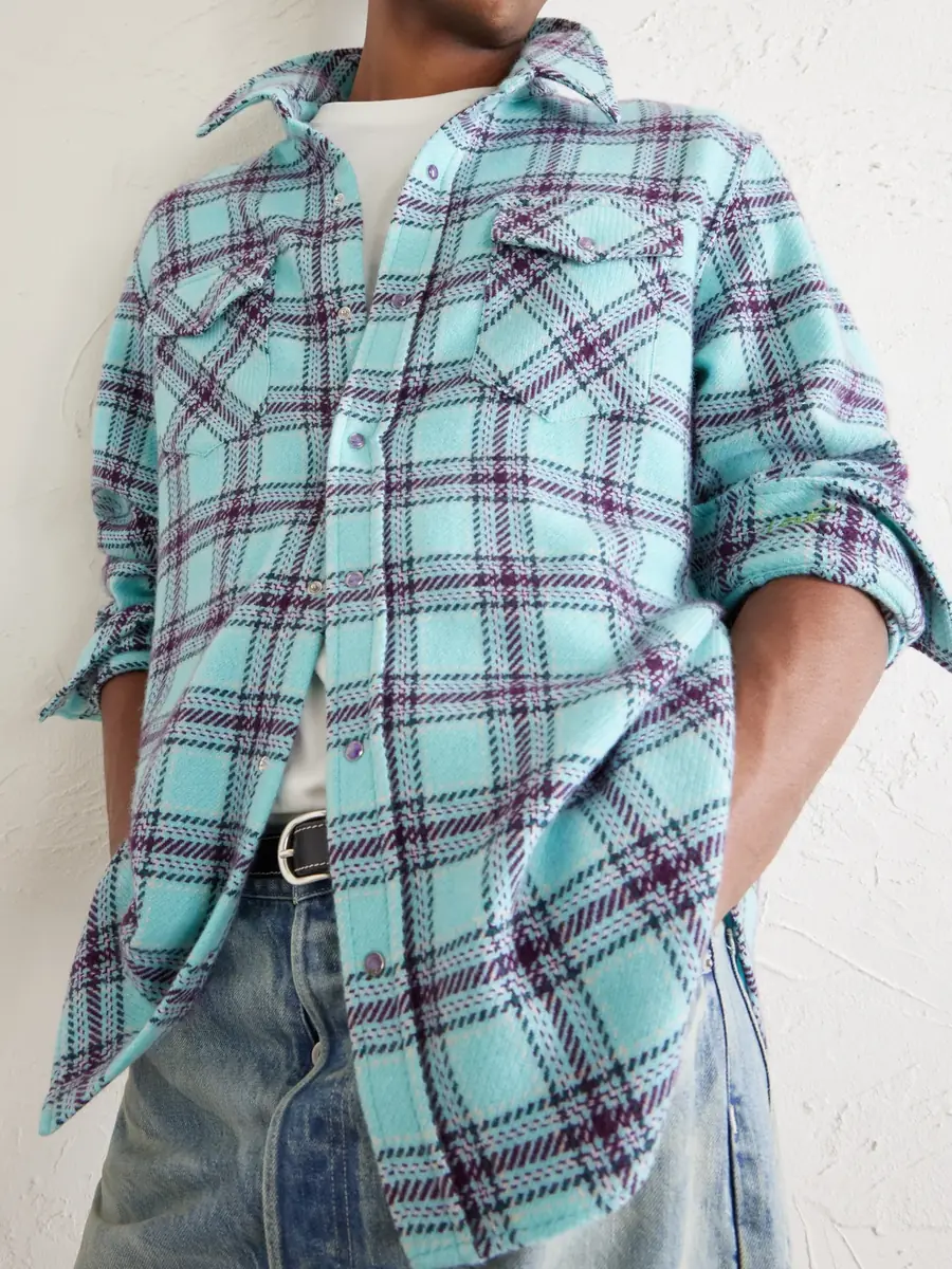 God’s True Cashmere Lagoon Checked Cashmere Shirt - Men | Thumbnail 5 God’s True Cashmere Lagoon Checked Cashmere Shirt - Men | Thumbnail 5