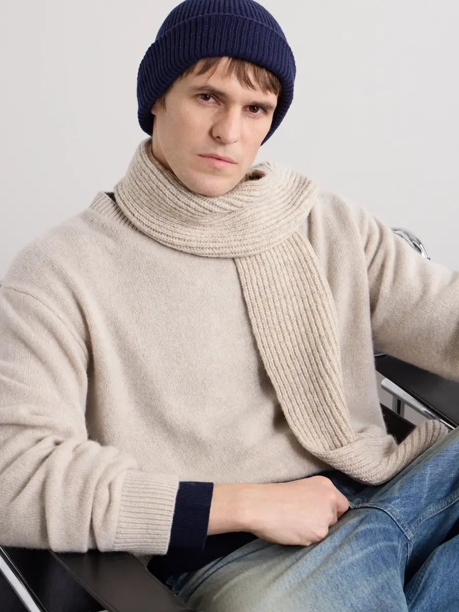 John Smedley Sunday Ribbed Cashmere and Wool-Blend Beanie - Men | Thumbnail 2 John Smedley Sunday Ribbed Cashmere and Wool-Blend Beanie - Men | Thumbnail 2