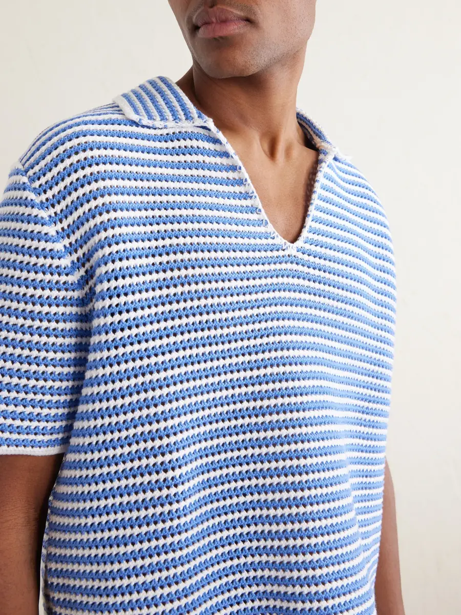 Orlebar Brown Batten Striped Open-Knit Cotton Polo Shirt - Men | Thumbnail 5 Orlebar Brown Batten Striped Open-Knit Cotton Polo Shirt - Men | Thumbnail 5