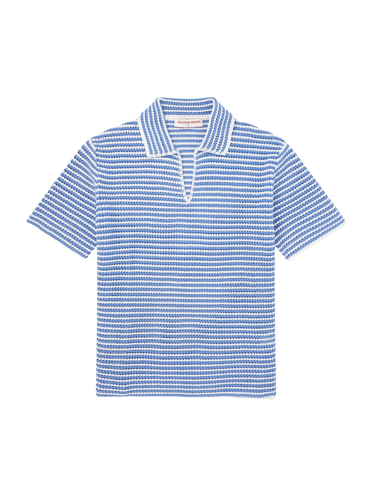 Orlebar Brown Batten Striped Open-Knit Cotton Polo Shirt - Men