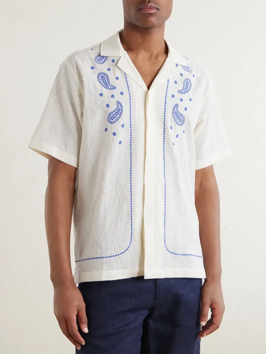 Orlebar Brown Maitan Camp-Collar Embroidered Cotton Shirt - Men | Thumbnail 3