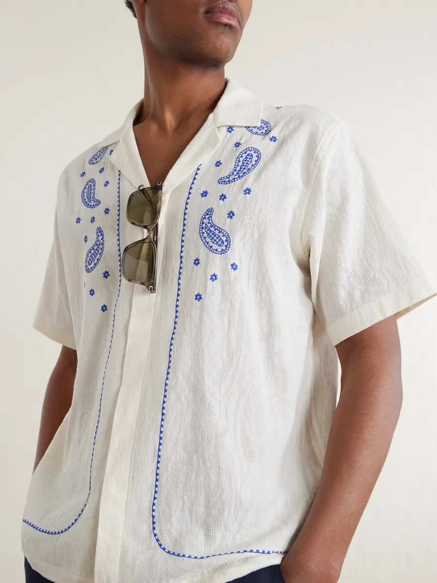 Orlebar Brown Maitan Camp-Collar Embroidered Cotton Shirt - Men | Thumbnail 5