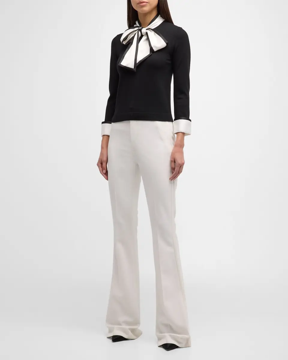 Alice + Olivia Justina Combo Tie-Neck Pullover | Thumbnail 3 Alice + Olivia Justina Combo Tie-Neck Pullover | Thumbnail 3