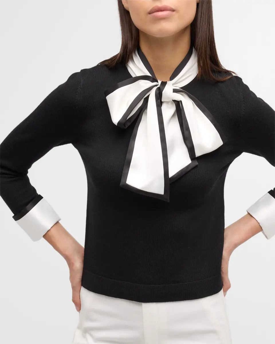 Alice + Olivia Justina Combo Tie-Neck Pullover | Thumbnail 7 Alice + Olivia Justina Combo Tie-Neck Pullover | Thumbnail 7