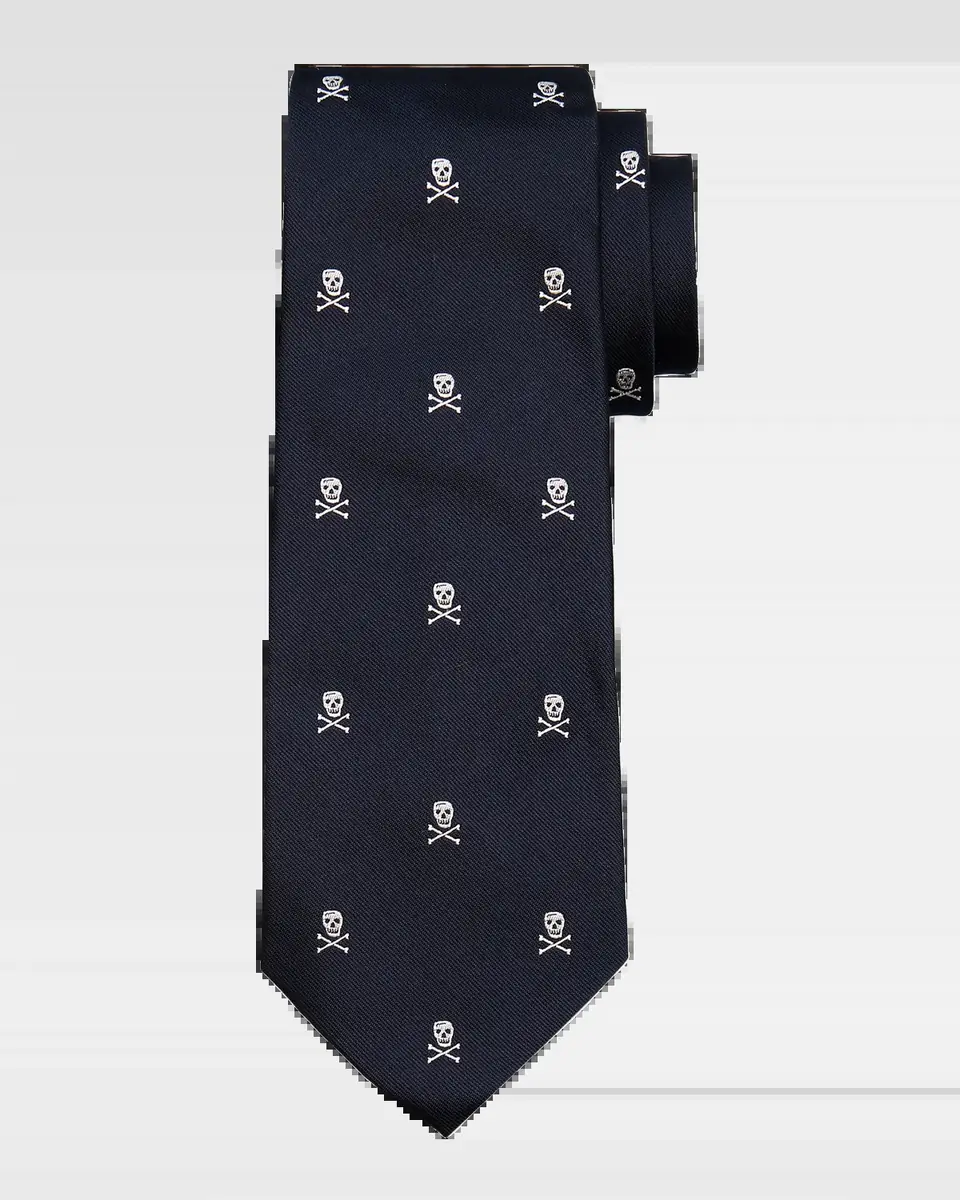 Ralph Lauren Purple Label Men's Skull-and-Bones Silk Repp Tie | Thumbnail 2
