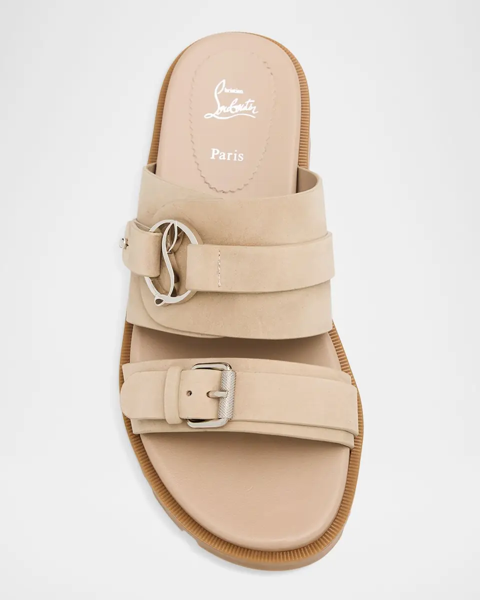 Christian Louboutin Her in Roma Suede Lug-Sole Slide Sandals | Thumbnail 3 Christian Louboutin Her in Roma Suede Lug-Sole Slide Sandals | Thumbnail 3
