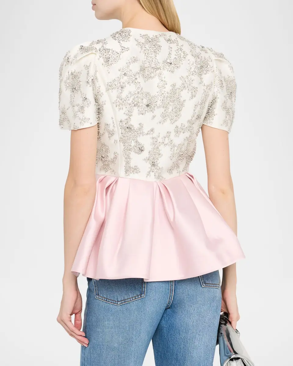 Dice Kayek Embellished Silk Peplum Top | Thumbnail 3 Dice Kayek Embellished Silk Peplum Top | Thumbnail 3