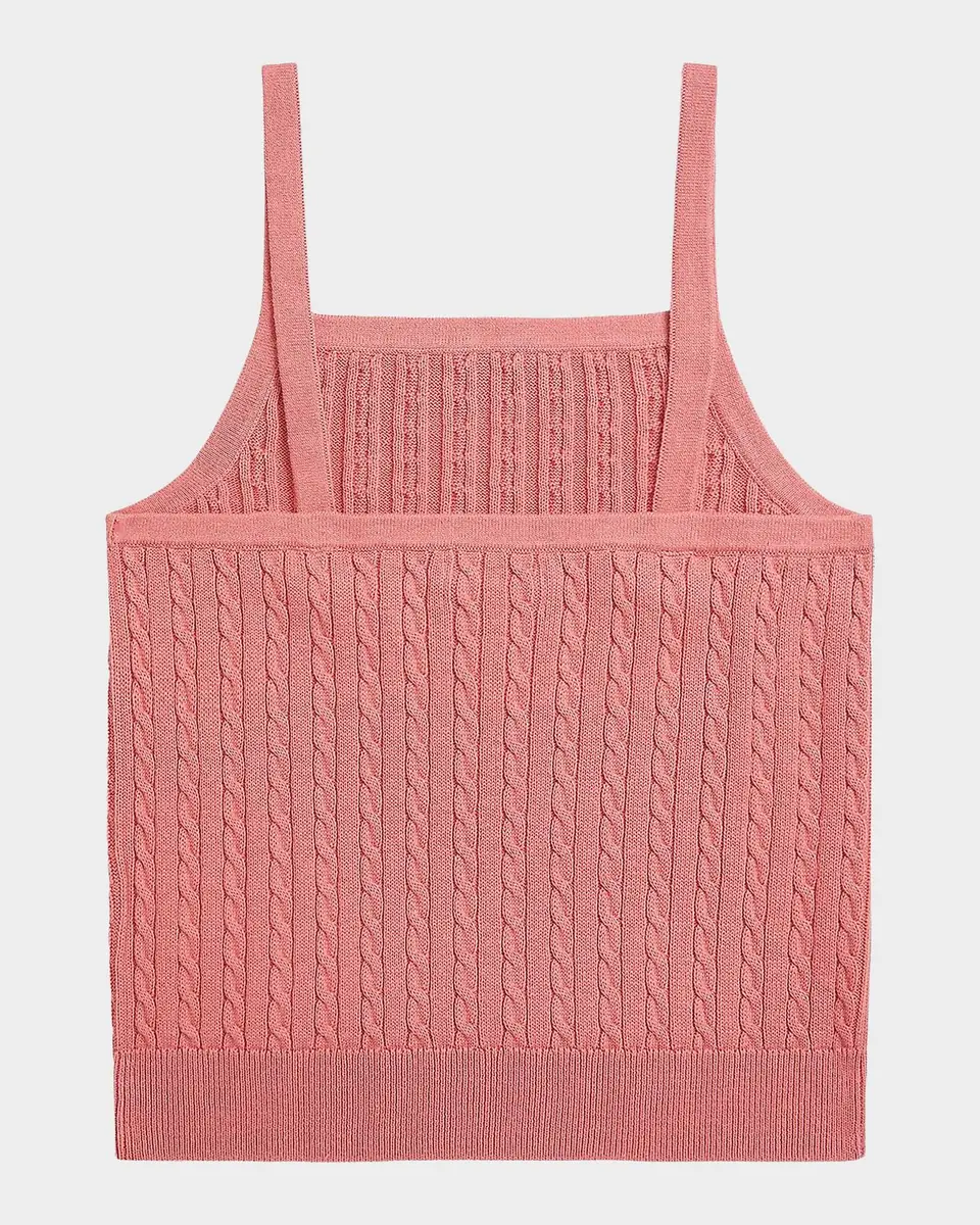 Polo Ralph Lauren Girl's Mini-Cable Cotton Tank Top, Size S-XL | Thumbnail 2