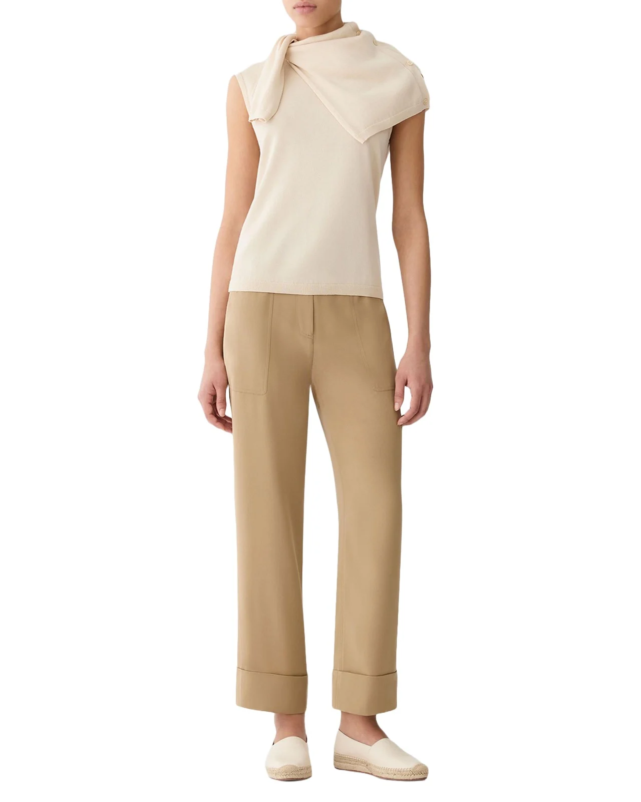Lafayette 148 New York Cuffed Straight-Leg Silk Georgette Pants