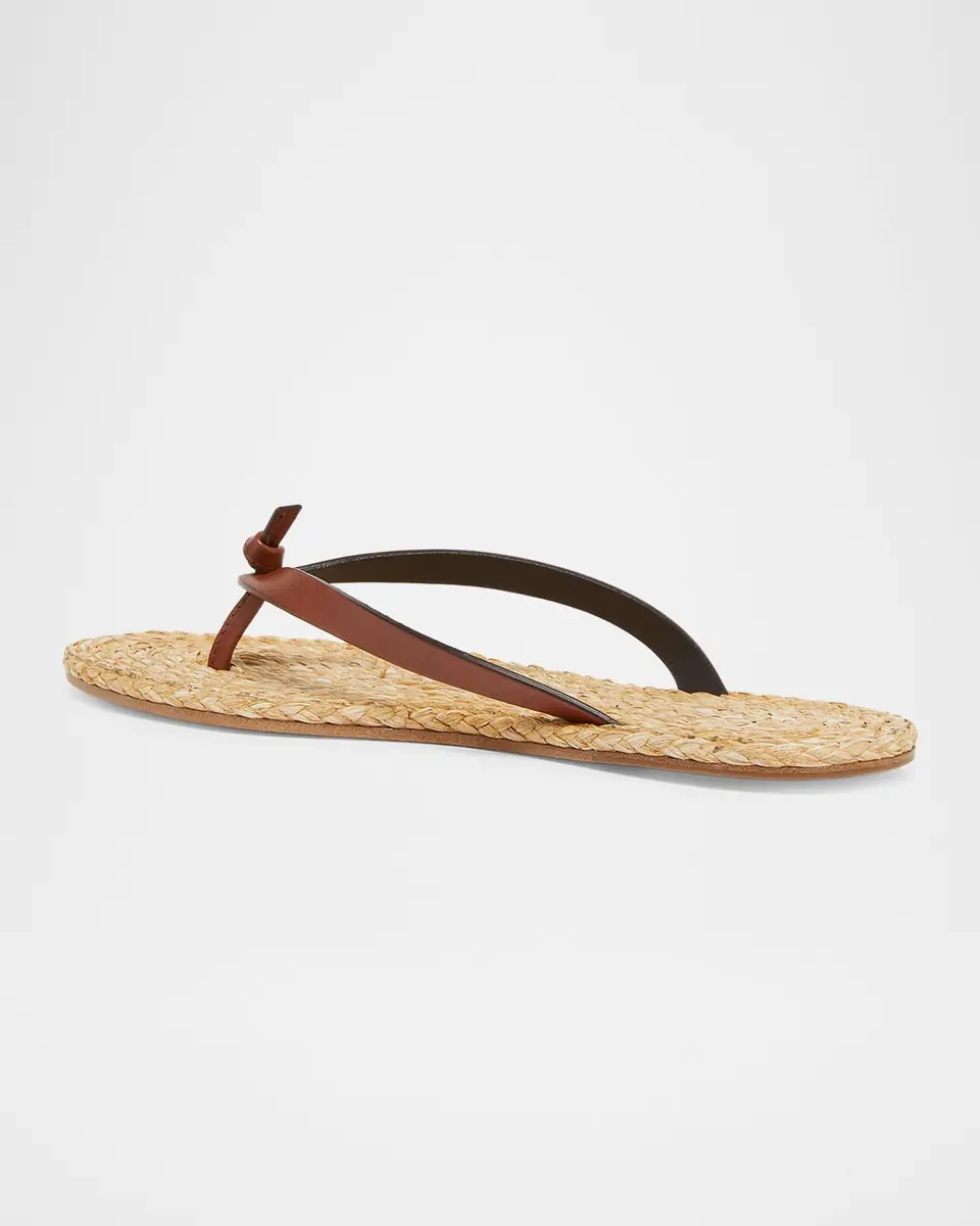 Saint Laurent Maine Raffia and Leather Thong Sandals | Thumbnail 4 Saint Laurent Maine Raffia and Leather Thong Sandals | Thumbnail 4