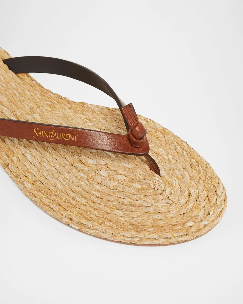 Saint Laurent Maine Raffia and Leather Thong Sandals | Thumbnail 5 Saint Laurent Maine Raffia and Leather Thong Sandals | Thumbnail 5