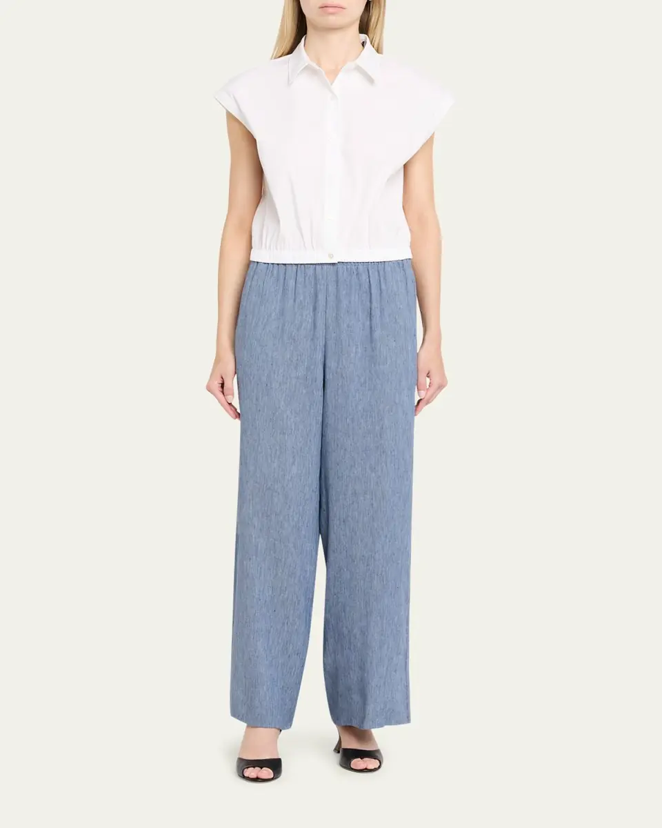 Theory Cropped Elasticated-Waist Button-Front Shirt | Thumbnail 2 Theory Cropped Elasticated-Waist Button-Front Shirt | Thumbnail 2