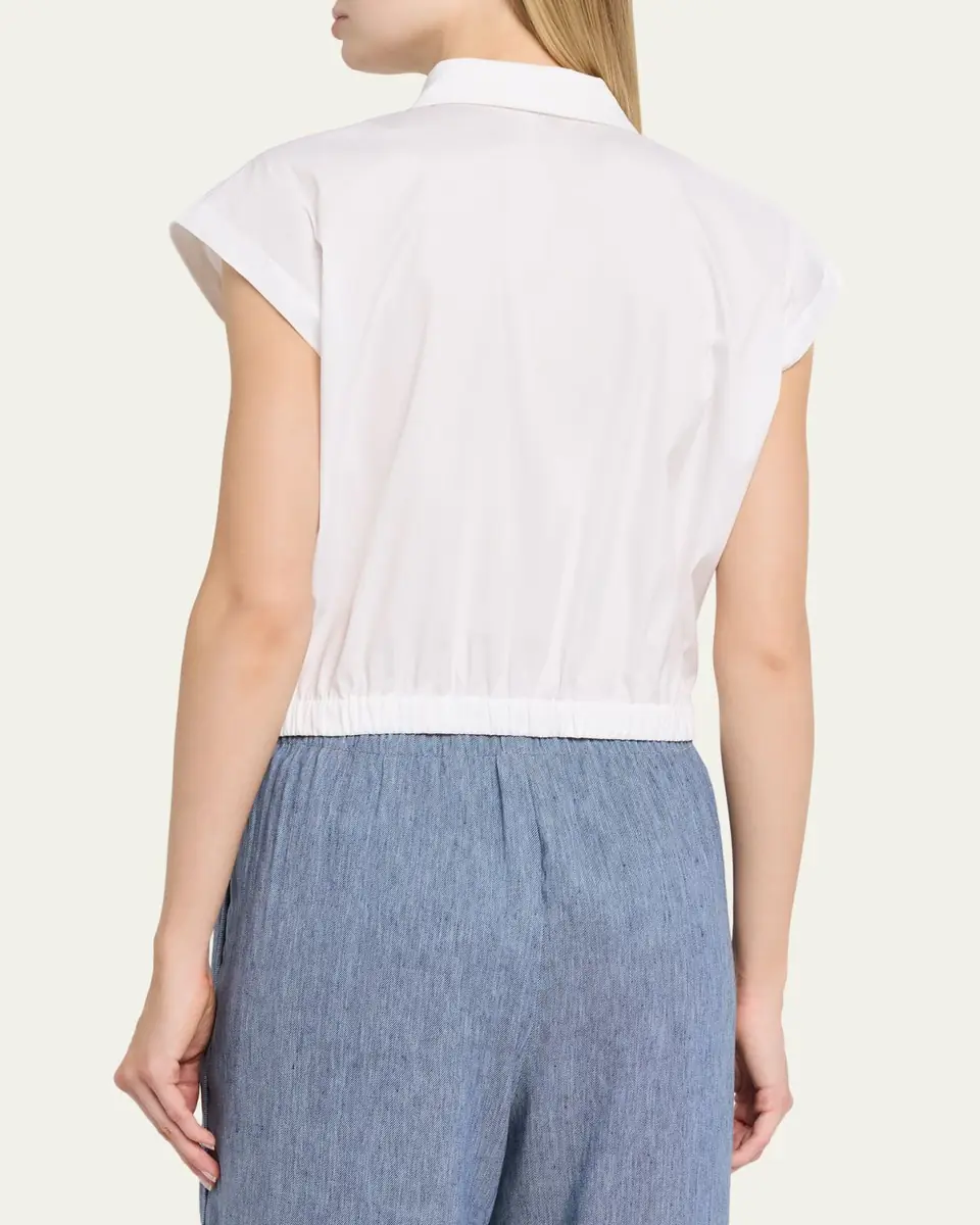 Theory Cropped Elasticated-Waist Button-Front Shirt | Thumbnail 3 Theory Cropped Elasticated-Waist Button-Front Shirt | Thumbnail 3