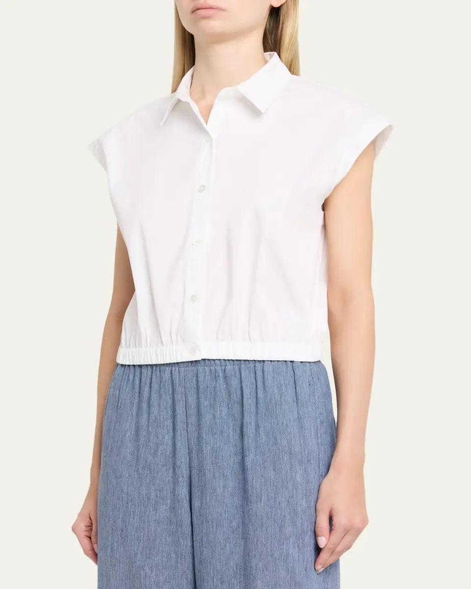 Theory Cropped Elasticated-Waist Button-Front Shirt | Thumbnail 4 Theory Cropped Elasticated-Waist Button-Front Shirt | Thumbnail 4