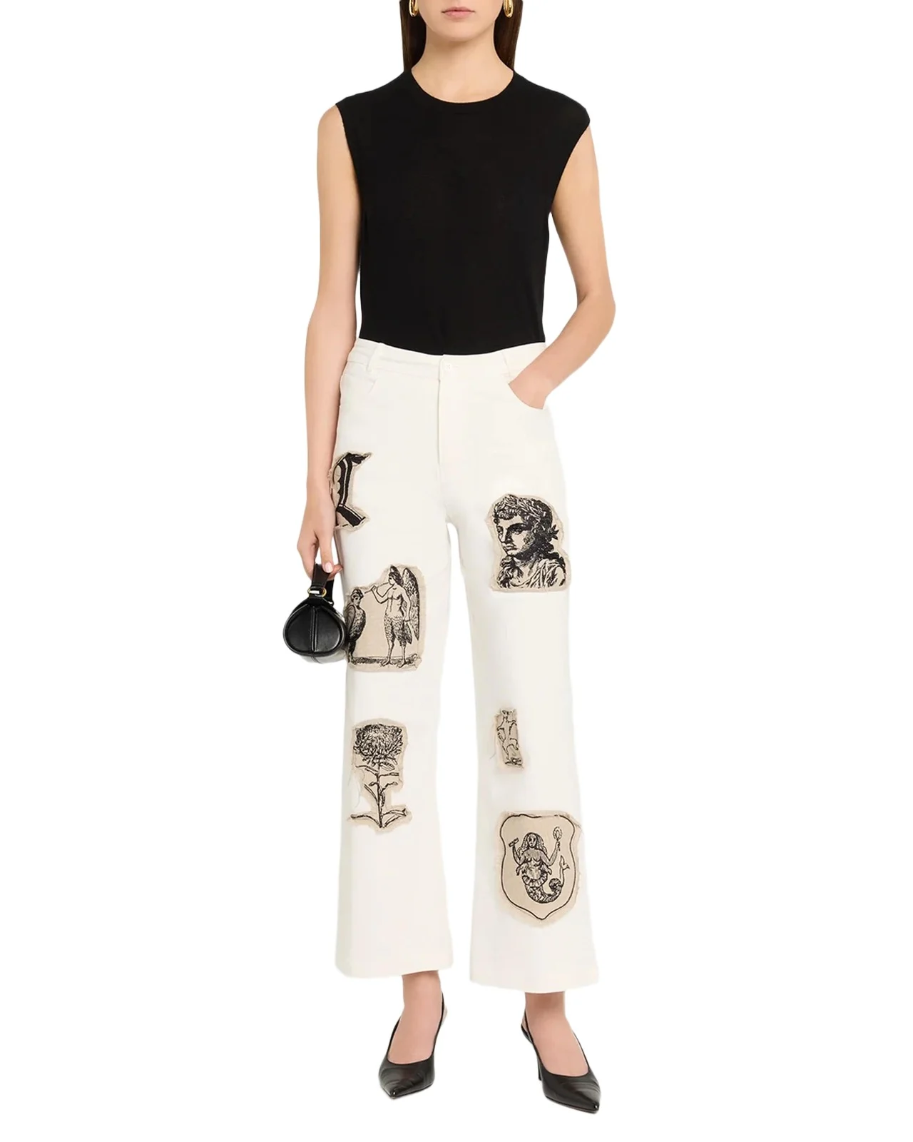 Libertine Graphic Patches Kickflare-leg Ankle Jeans