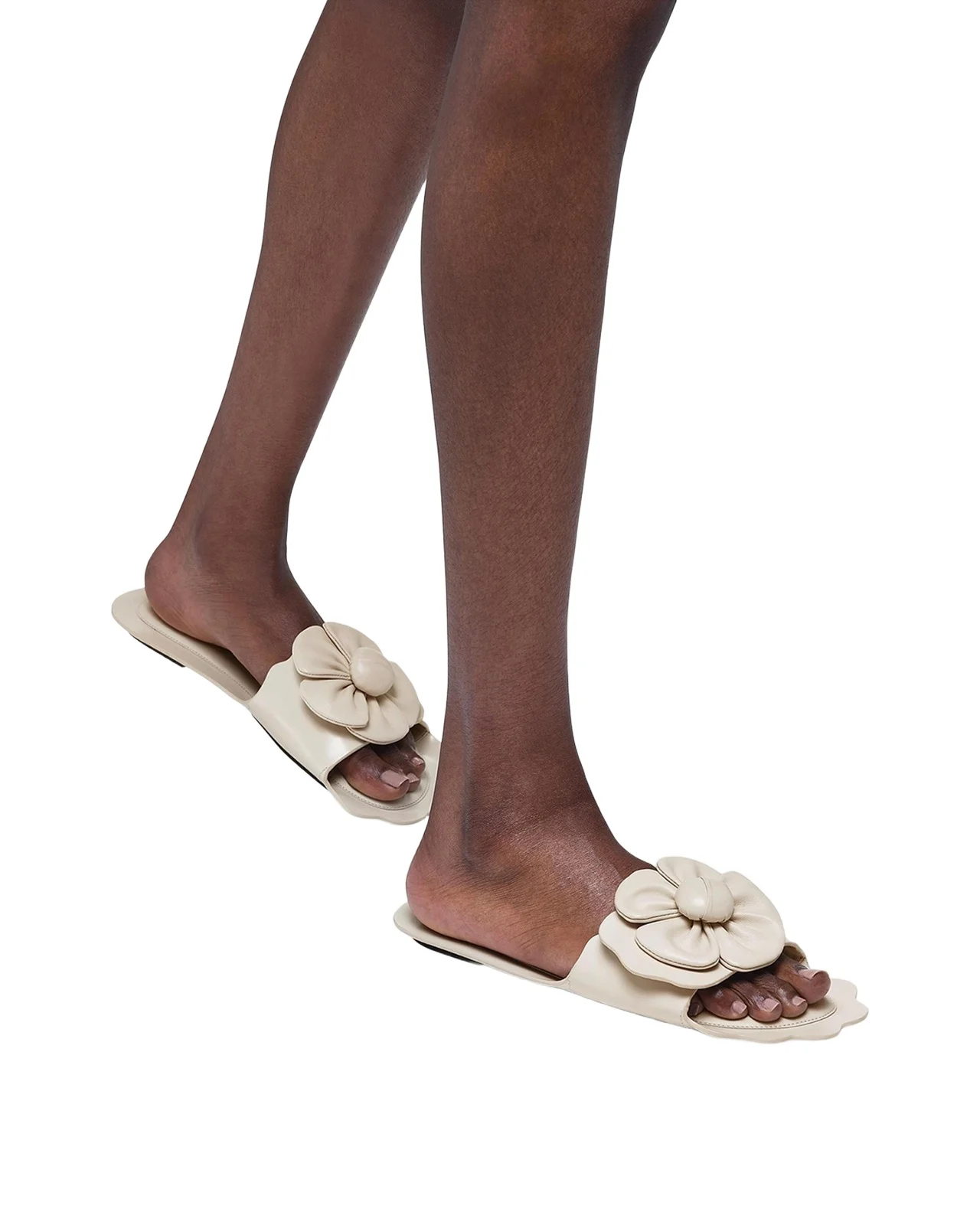 The Daisy Leather Flat Slide Sandals The Daisy Leather Flat Slide Sandals