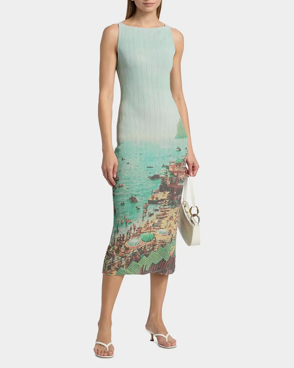 Staud Bryn Seaside-Print Rib Knit Midi Dress | Thumbnail 2